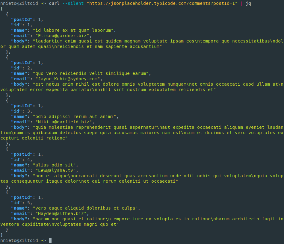 Pretty JSON output from curl and jq