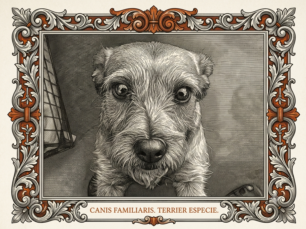 Tutsi, very affectionate. Inherited short legs from dad and wire hair coat. Black tongue.