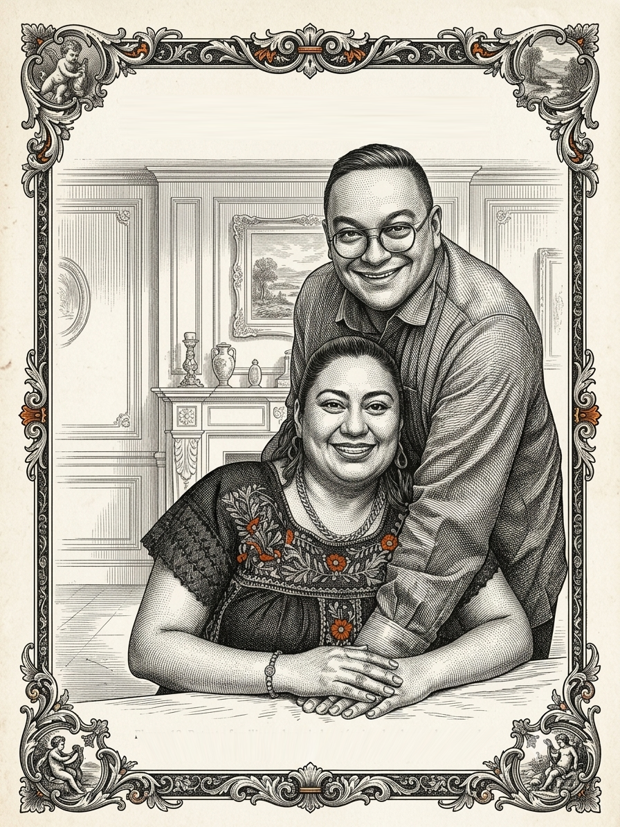Noe and Xochitl, smiling together.