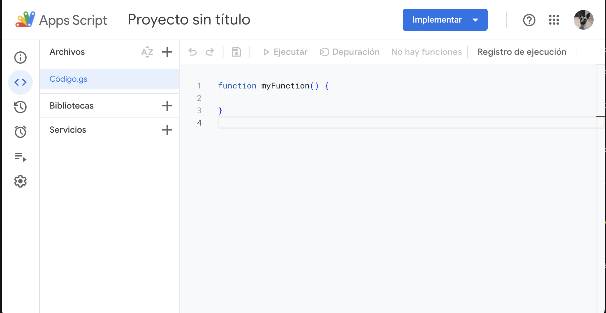 Entorno de desarrollo de Apps Script